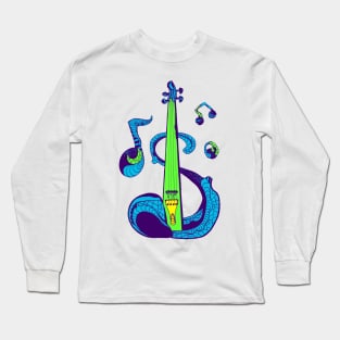 Neon Green String Violin Long Sleeve T-Shirt